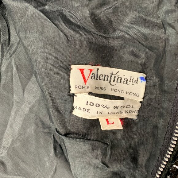 Valentina 60s Black Wool Sequin Sleeveless Shift Dress | Size L/XL - Picture 9 of 14